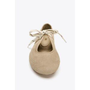 ZARA SPLIT SUEDE LACE-UP BALLERINAS